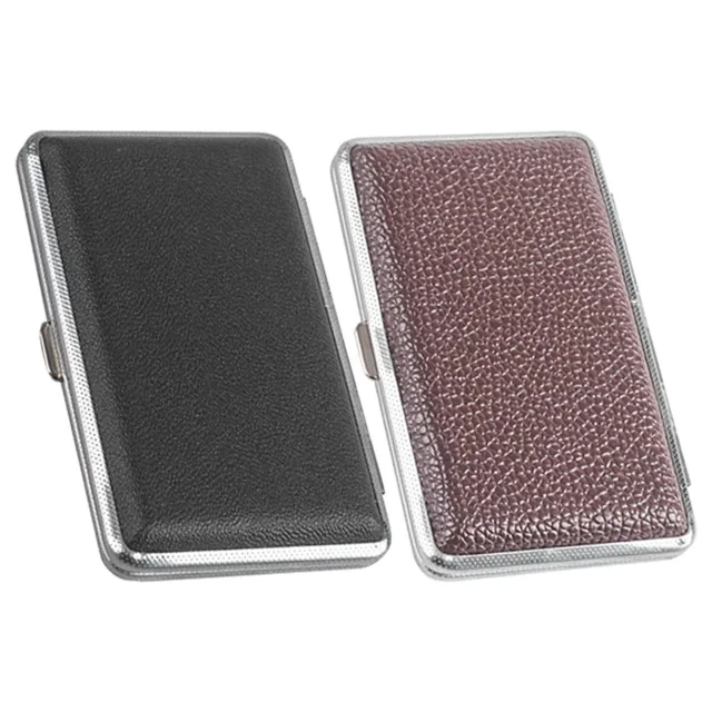 Portable Classic 20-piece PU Leather Cigarettes Carrying Box Metal Frame