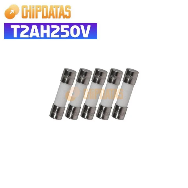 5PCS New T2AH250V, T2A 250V, T2 H250V, T2H250V cartridge CERAMIC fuse 5X20mm 5PCS New T2AH250V, T2A 250V, T2 H250V, T2H250V cartridge CERAMIC fuse 5X20mm