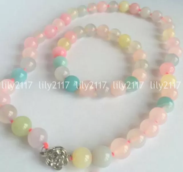 Natural 8/10/12mm MultiColor Chalcedony Gems Round Beads Necklace bracelets 18''