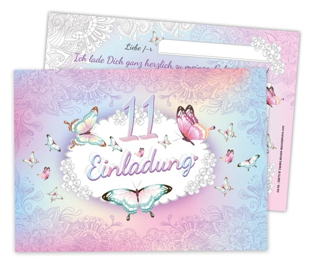 LoaHak Wildblumen & Schmetterlinge Einladungskarten - 20 Karten + Umschläge, 10x15cm Für Geburtstag & Feiern