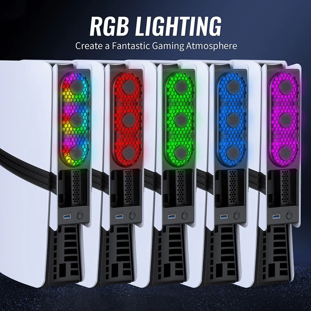 RGB ENHANCED COOLING Fan for PS5 Pro Featuring Adjustable Speed ...