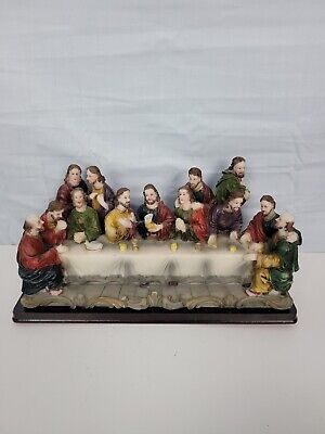 Jesus And The Desciples "The Last Supper" Hand Painted Resin Statuette
