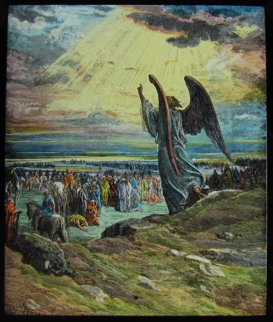 Glass Magic Lantern Slide ANGEL OF THE LORD APPEARING C1900 RELIGIOUS BIBLE