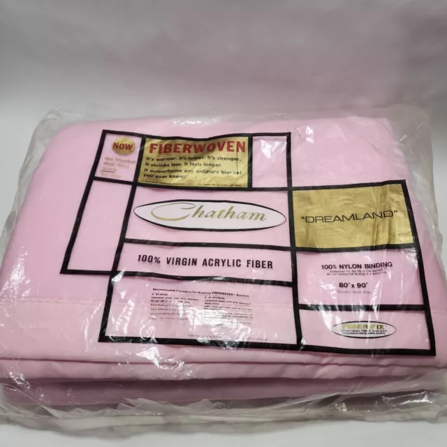 NOS - Vintage Chatham Fiberwoven Blanket Pink Dreamland Double 80 x 90 Acrylic