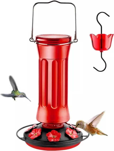 More Birds Red Jewel Hummingbird Feeder, Glass Hummingbird Feeders for Outdoor