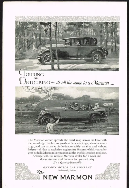 1926 Original Vintage Marmon Touring Convertible Car Automobile Art Print Ad