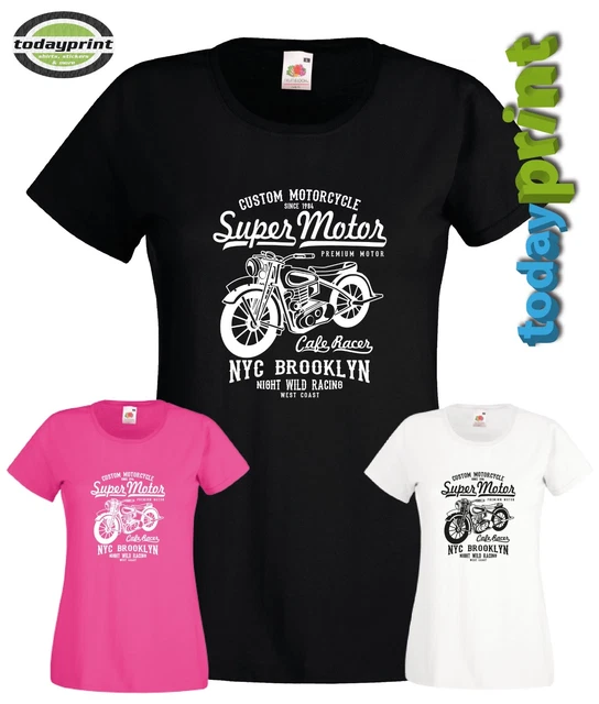 Camicia Girlie Super Motor Cafe Racer, Personalizzata Rocker, Moto, Rockabilly