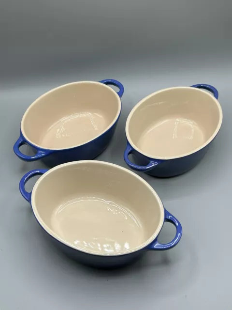 LE CREUSET MINI Oval Casserole Cocotte Dishes - Deep Blue Set of 3 - No ...