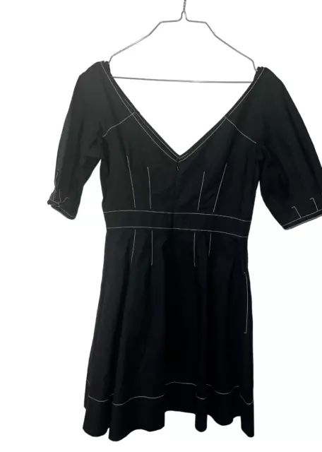 Derek Lam 10 Crosby V Neck Black Cotton Dress Size 6