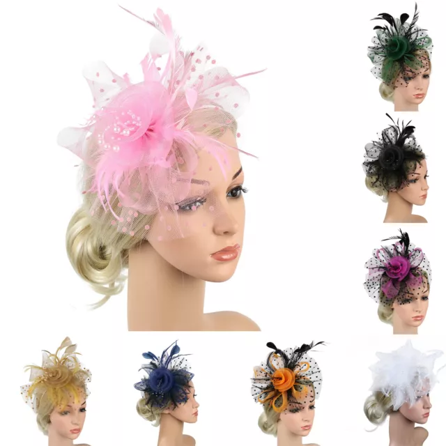 Feather Hair Fascinator Alice Headband Clip Ladies Wedding Royal Ascot Races UK