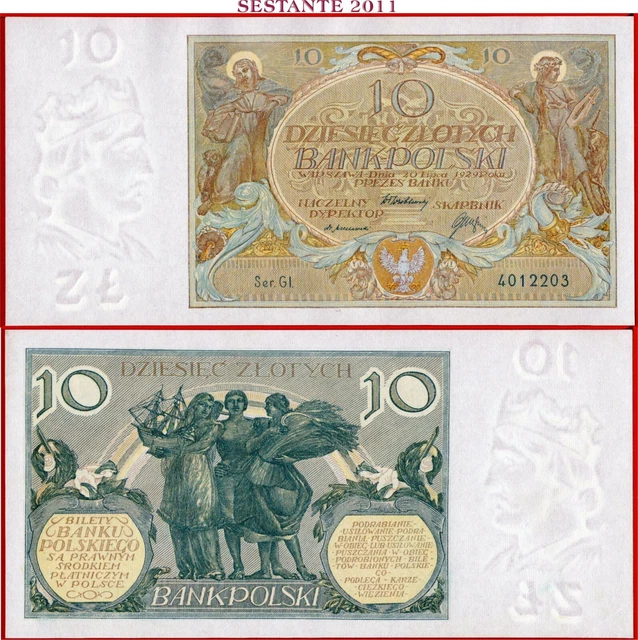 $ POLAND - 10 ZLOTYCH 20.7. 1929 - P 69 - AUNC ; free shipping from 100$
