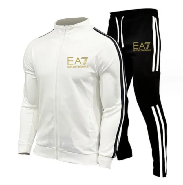 Men's Ea7 Tracksuit Casual Hoodie Full Zip Jogger Sweatshirt Jacket Pant Set NEW