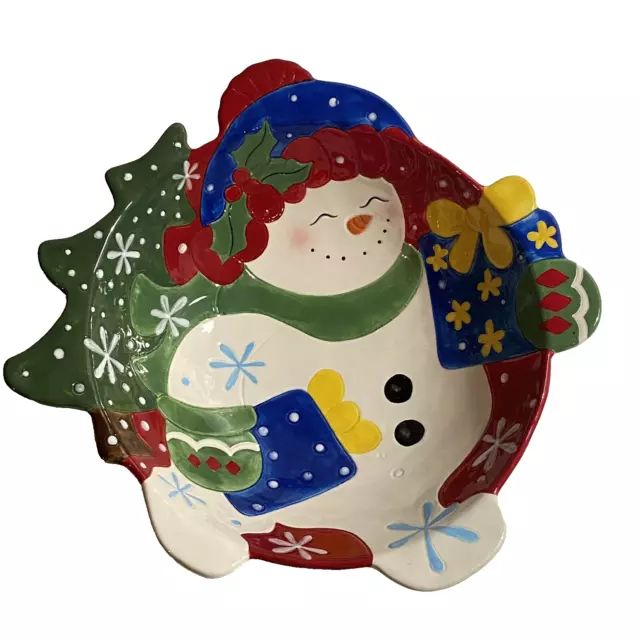 Large Serving Bowl Christmas Snowman Themed Festive Frosty 38cm/15” Studio Nova