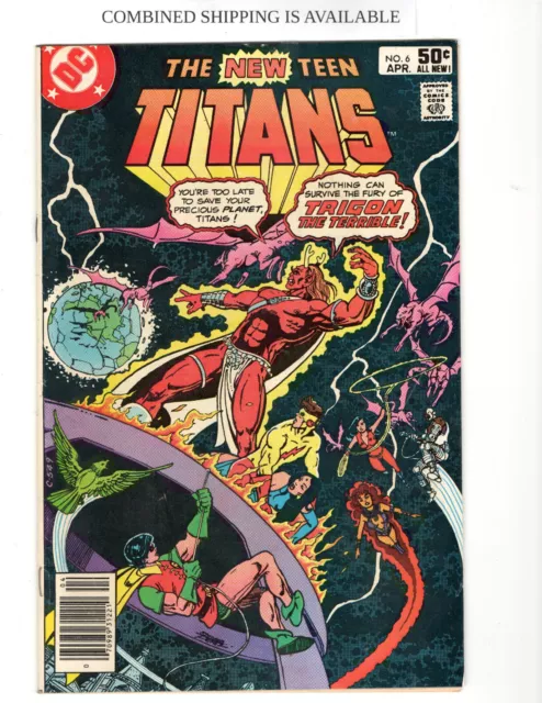 DC Comics New Teen Titans Vol.1 #6 FINE+ Newsstand Origin Of Raven