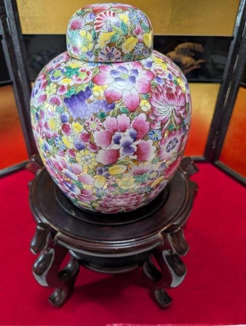 中国美術　古美術　粉彩　花詰　飾り壺 　木台付 中国美術 古美術 粉彩 花詰 飾り壺 木台付 $426.15 - PicClick AU