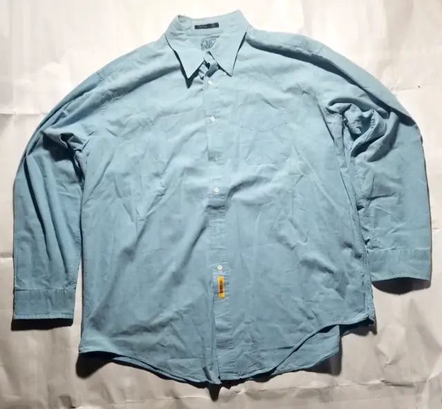 BD Baggies Button Up Long Sleeve Shirt Mens 17.5 34-35 Long Blue