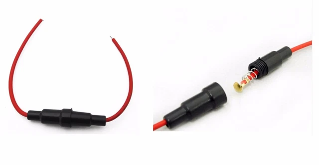 BOJACK Kit Porte-Fusible 5x20 Mm + 150 Fusibles Verre Rapide 0.1A à 20A – 15 Valeurs Assorties – Fil 16 AWG Rouge