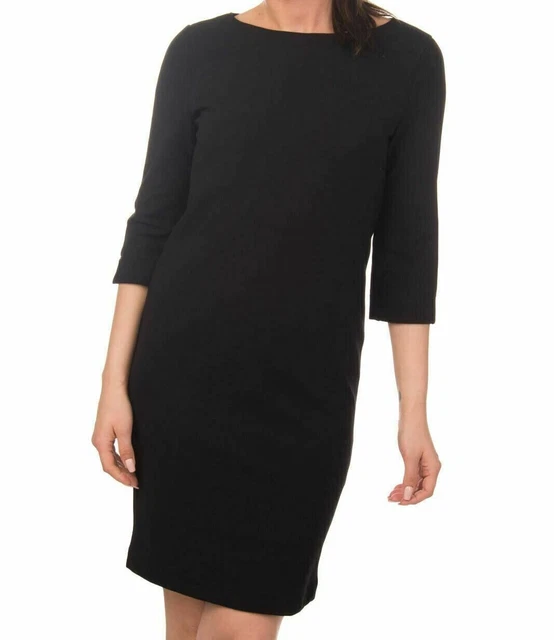 RRP €405 SCERVINO STREET Mini Sheath Dress Size 46 L-XL Stretch Black 3/4 Sleeve