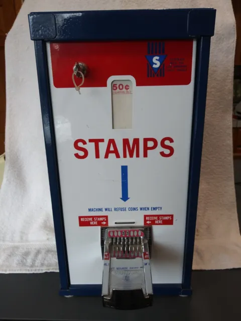 Shipman 50 Cent Adjustable Coin Op Postage Stamp Vending Machine Greenwald Slide