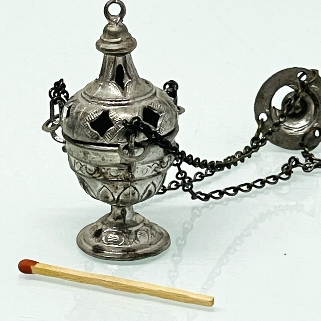 Altes Feinzinn Weihrauchfass Weihrauchschwenker Puppenstube Puppenhaus Hausaltar