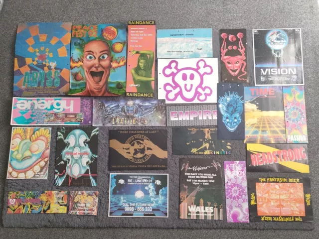 X50+ Rave Flyer Bundle, Job Lot, Early 90's Rave Flyers, Bid Quick :-p