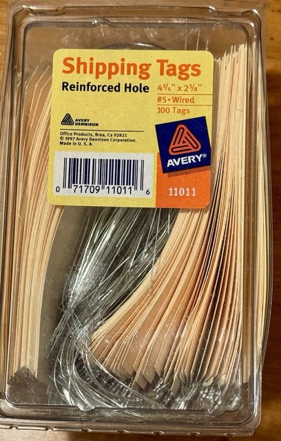 Avery Unstrung Shipping Tags, 13-pt. Stock, 2.75 X 1.38, Manila, 1,000