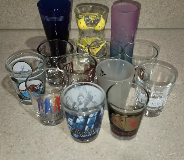 Shot Glass Collection 13 Different States + Shot Measure - 13 Total Vintage