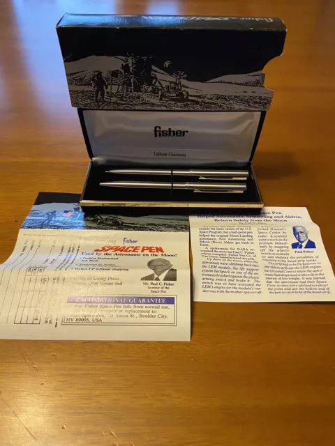 Vintage NOS Fisher Space Pen Set Box Packaging Writing Drafting NASA Astronaut
