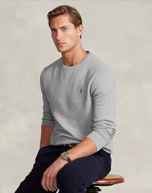 NWT Polo Ralph Lauren Men's Pima Cotton Sweater Pullover Gray