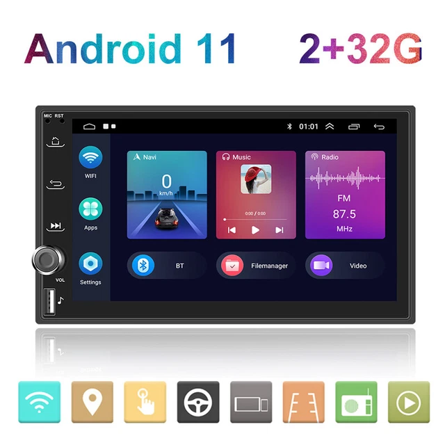 7" Double DIN Car Stereo Radio with Carplay Android Navigation 2+32GB MP5 Player