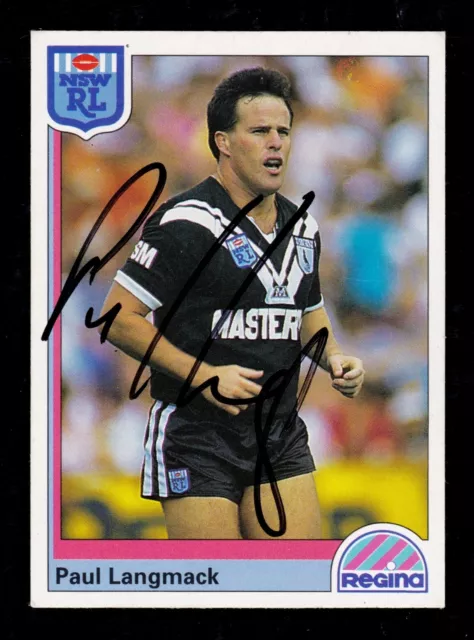 1992 REGINA SIGNED #5 Paul Langmack Western Suburbs Magpies RUGBY LEAGUE CARD