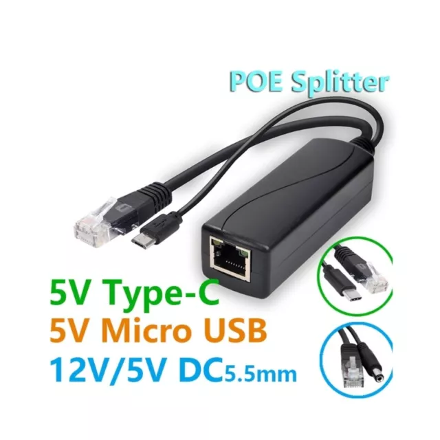 PoE Splitter 5V MicroUSB Power Ethernet 48V To 5V POE Splitter For IP Camera