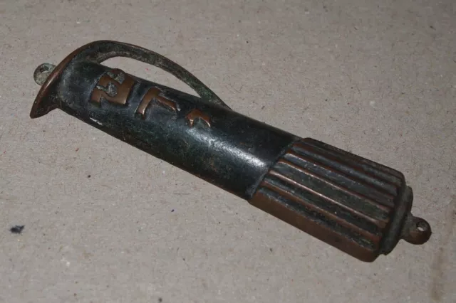 Mesusa Mezuzah als Kanne Schriftkapsel ohne Klaf / Messing ca. 27x85 mm gross