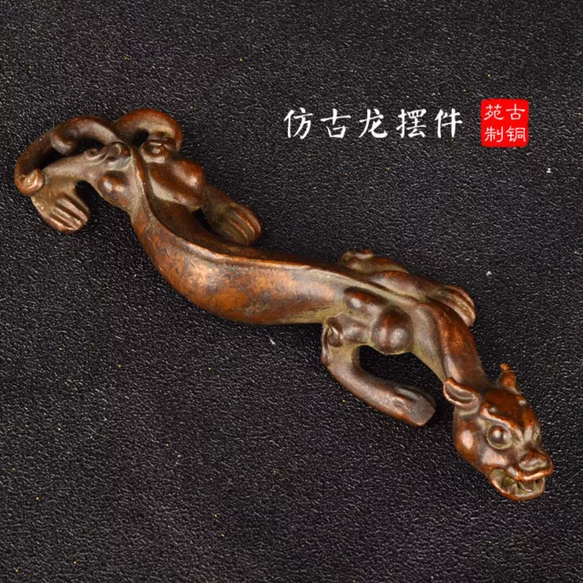 Collection Exquisite Chinese Pure Red Copper * Antique Dragon * Statue sd4