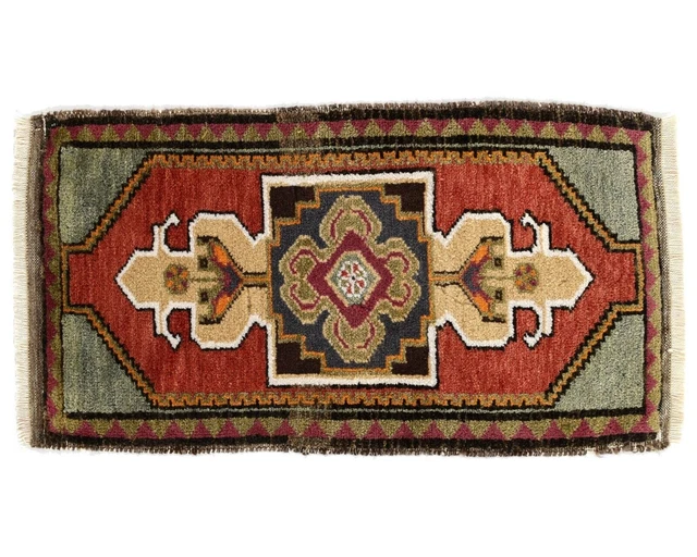 piccolo tappeto vintage turco boho persiano marocchino zerbino da bagno...