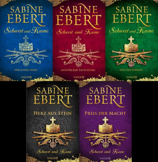 Sabine Ebert Schwert und Krone Serie Band 1-5 plus 1 exklusives Postkartenset