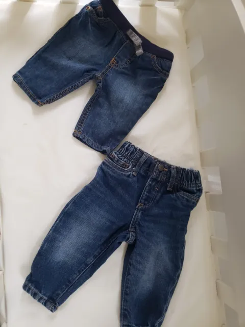 Baby Boy CARTER'S size 3 Months Jeans & OLD NAVY size 3-6 Months Jeans w/ Buckle