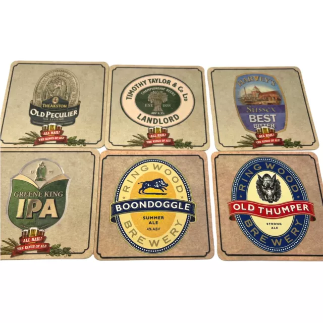 RINGWOOD BREWERY, Taylor~ Harvey’s ~ Greene BITTER BEER MATS COASTERS LOT Of 6
