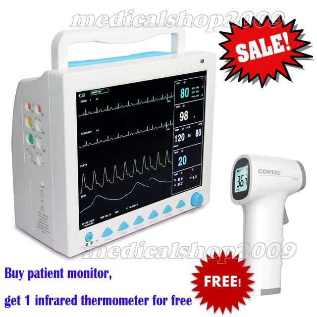 FDA VITAL SIGNS Patient Monitor 6 Parameter ECG NIBP RESP TEMP SPO2 PR ...