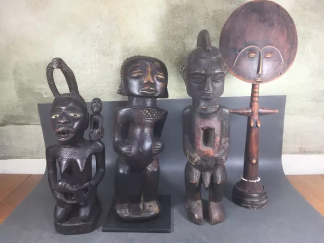 4  x     alt Afrika Figur   aus   Nachlass  African Art  Afrikanische Kunst