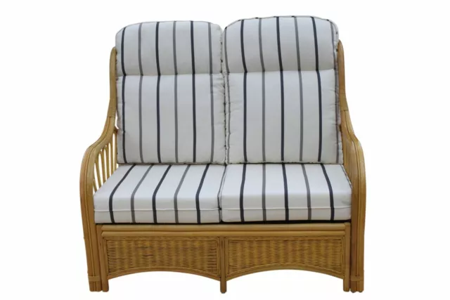 Sorrento Cane Conservatory Furniture -2 Seater Sofa - Striped Fabric Cushions