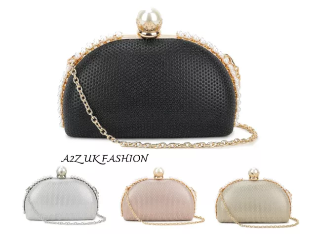 Women's Diamante Clutch Bag Ladies Evening Wedding Party Handbag Hard Compact UK