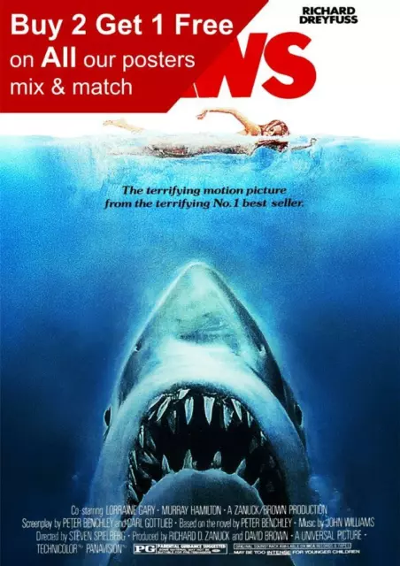 Jaws 1975 Movie Poster A5 A4 A3 A2 A1