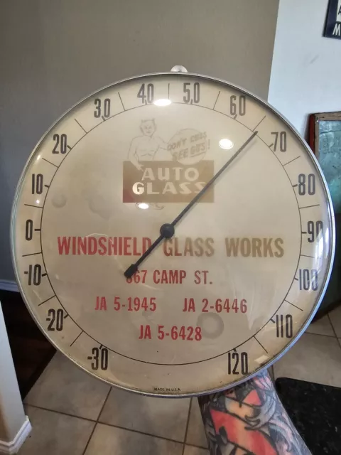 12" Round Glass "Auto Glass" Thermometer DONT CUSS SEE GUS Devil Graphic