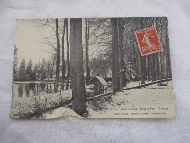 Cpa Orne 61 Flers Sous La Neige Dans Le Parc Paysage