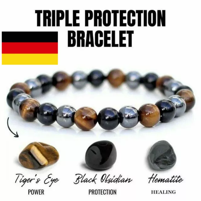 DE Magnetisches Hämatit Tigerauge Stein Armband Gewichtsverlust Schmerzlinderung