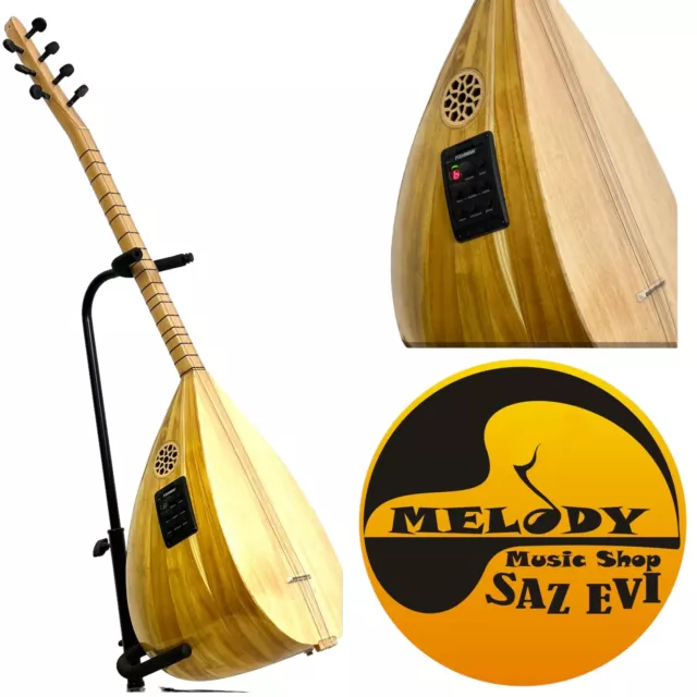 Baglama Saz Corto Cuello Con Pastilla Eq Con Sintonizador Funda Mizrap Tezene