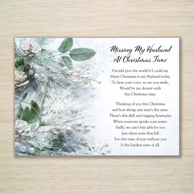 Husband Christmas Memorial Graveside Card Fully Weatherproof Large size A5