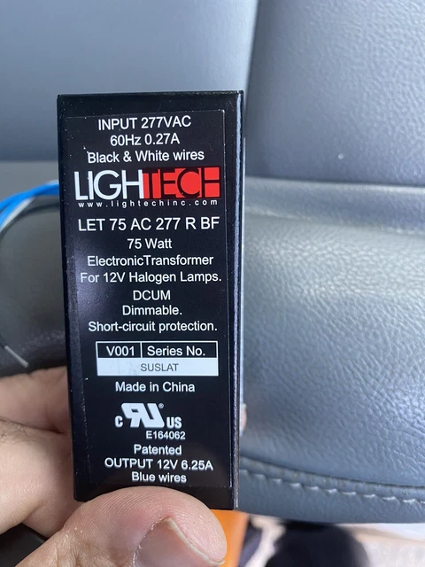 Lightech LET 75 AC 277 R BF Dimmable 75 Watt Transformer 1AC 60HZ 0.27A