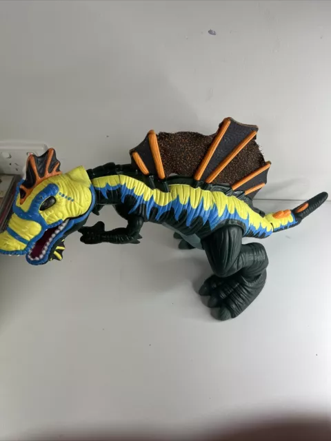 2005 Mattel MEGA T-Rex Dinosaur Spinosaurus Fisher Price Roaring Blue Yellow 2